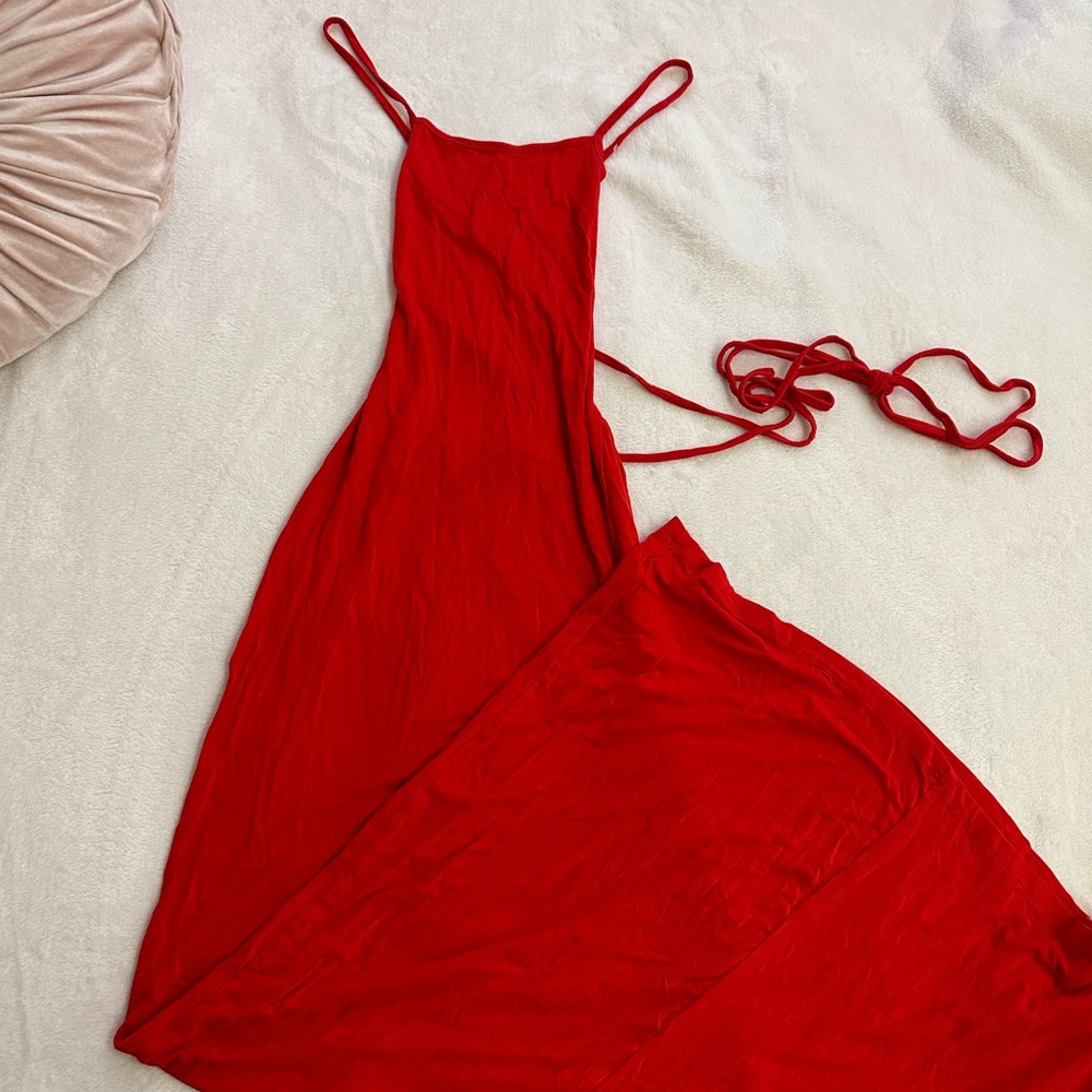 Red Spaghetti Strap Maxi Dress